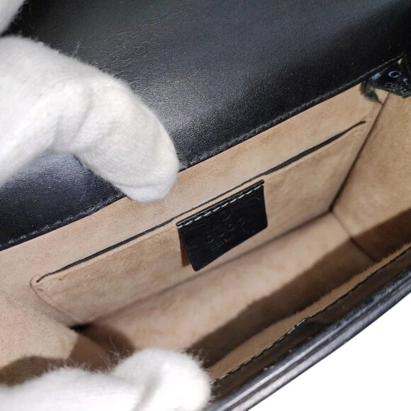 137580BQ (X6) Gucci Crossbody Bag Sherry Line Black Leather - Picture 6 of 9